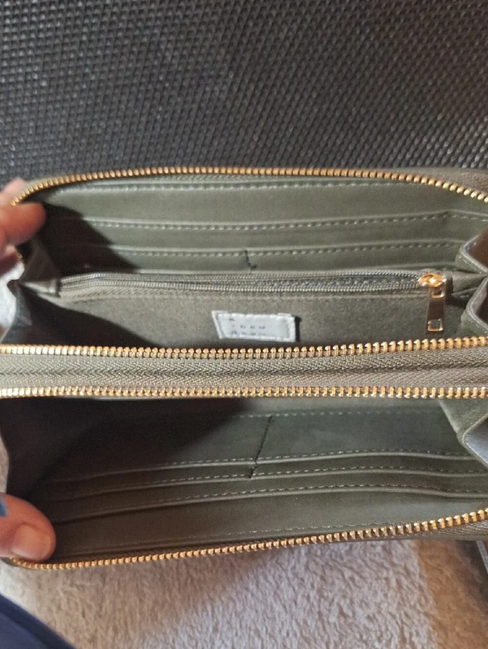 Sleek Zip Around Wallet in Olive Green